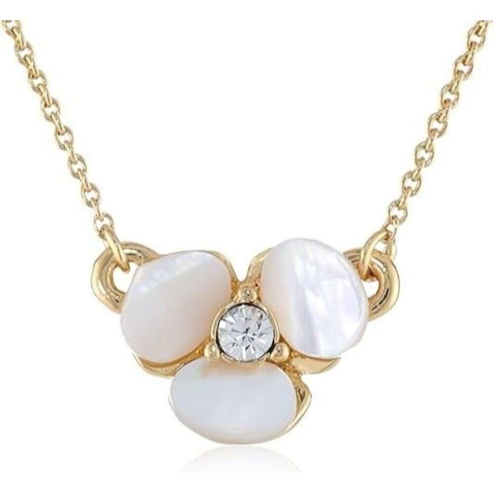 Kate Spade Gold Tone Disco Pansy Disco Mother of Pearl Necklace Cream